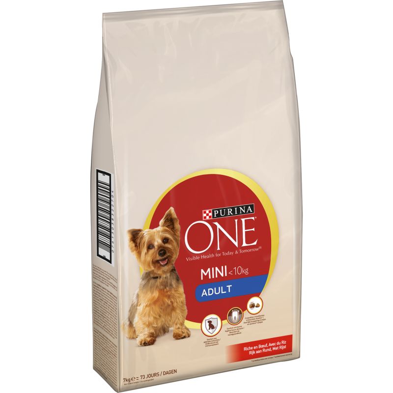 Purina One Croquettes Chien Au Boeuf Et Riz Adulte Mini -10Kg 7Kg