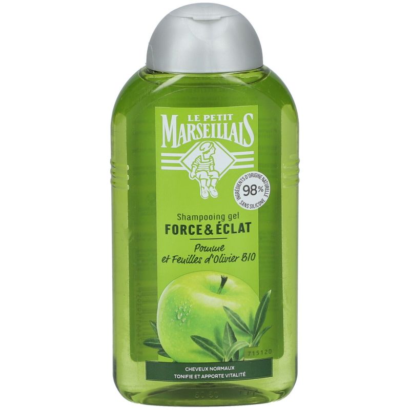 Le P'Tit MarseiL'Ais Shampooing pomme, feuilles d'olivier : le flacon de 250mL