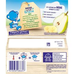 Nestlé P'Tit brassé dessert poire banane bio dès 6 mois 4x90g