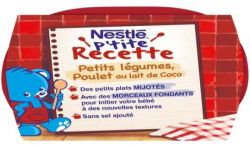 Nestlé Plat bébé dés 8 mois, P'Tits légumes poulet au lait de coco P'Tite Recette : le lot de 2 plats de 200g