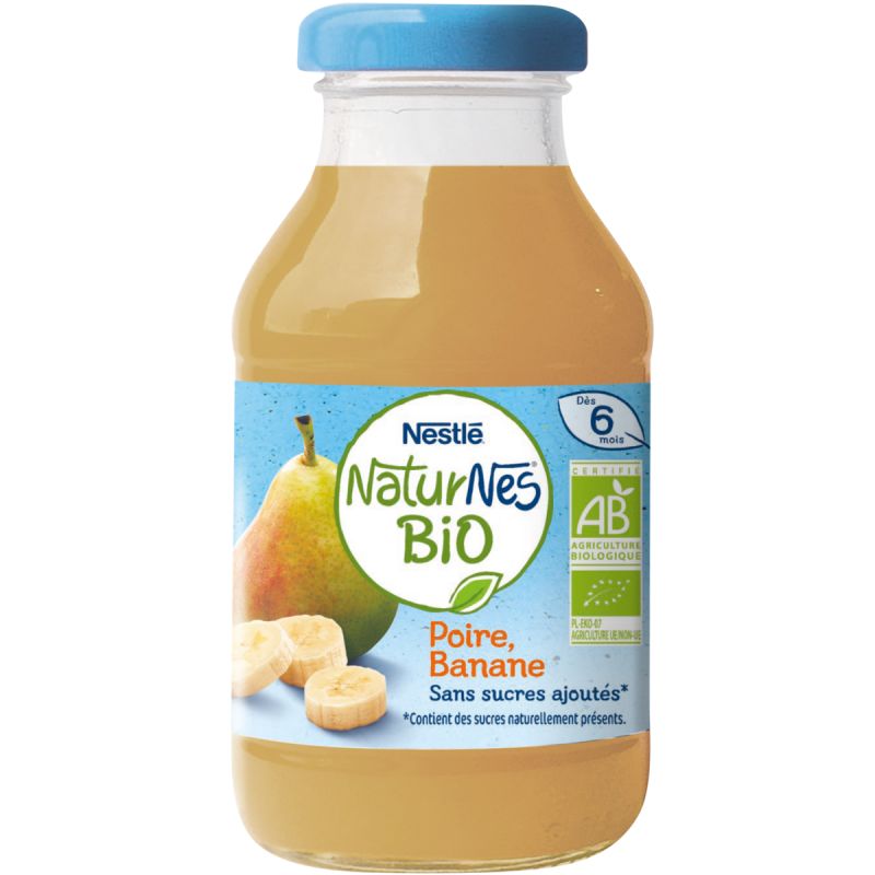 Nestlé Naturnes bio Jus de poire banane dès 6 mois sans sucres ajoutés 200ml