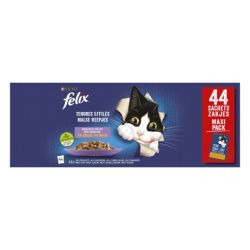 Felix Pâtée pour chat adulte tendres effilés en gelée : la boite de 44 sachets de 85g