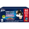 Felix Pâtée pour chat adulte tendres effilés en gelée : la boite de 44 sachets de 85g