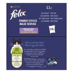 Felix Pâtée pour chat adulte tendres effilés en gelée : la boite de 44 sachets de 85g