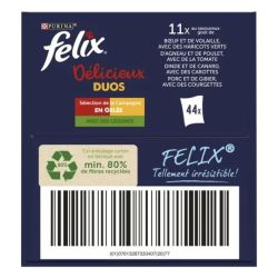 Felix Pâtée Pour Chat Gelée De Bœuf Au Légumes : Le Lot De 44 Sachets De 85G