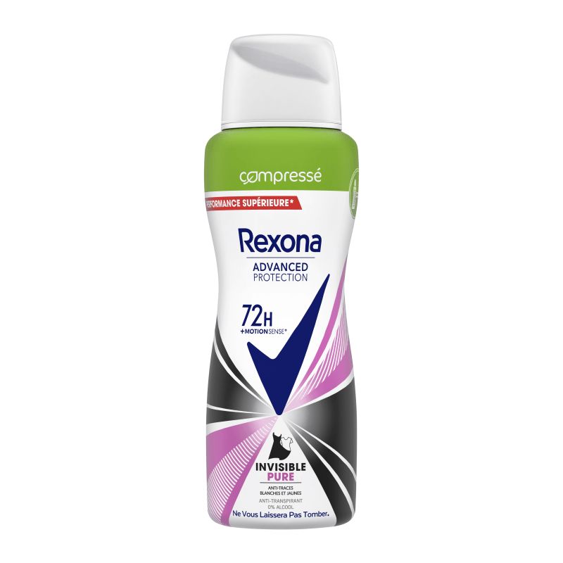 Rexona Déodorant Anti-Transpirant Spray Compressé 72H Invisible Pure 100ml