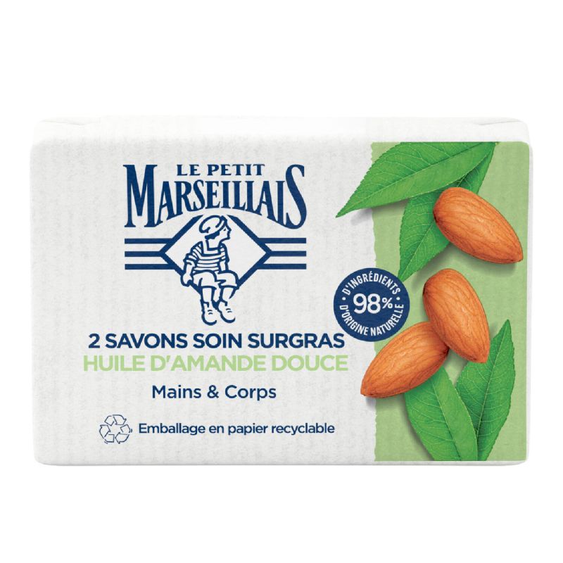 Le Petit Marseillais Savon Mains Et Corps Soin Surgras À L'Huile D'Amande Douce : les 2 savons de 100g