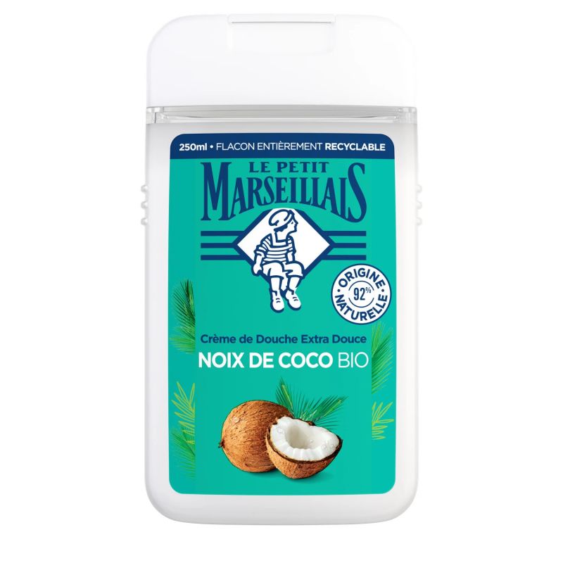 Le Petit Marseillais Gel Douche Noix de Coco Hydrate et Nourrit, Bio : le flacon de 250mL