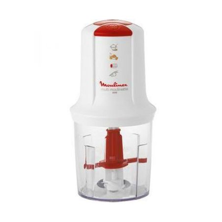 Moulinex Mini Hachoir Électrique 3 En 1 Hacher Mixer Emulsionner, Secs 2 Vitesses 400W Blanc At710131