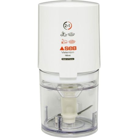 Seb Mini Hachoir Électrique Valentin 2 En 1 Hacher Ciseler Herbes Ail Oignon Viande Fruits Secs 220W Blanc 855306