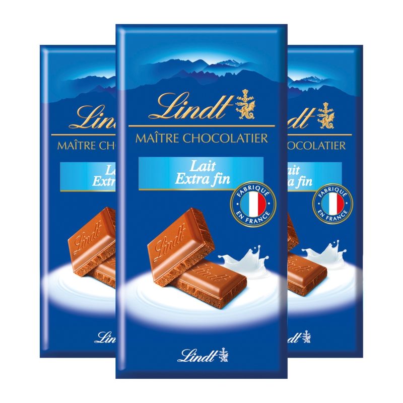 Lindt Chocolat Au Lait Extra Fin : Les 3 Tablettes De 100 G - 300