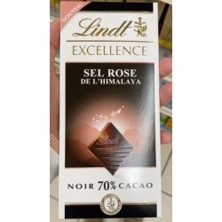 Lindt Tablette Excellence Noir Zel Rose De L'Himalaya 70% 100 G
