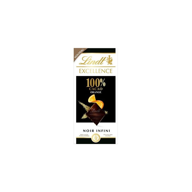 Lindt Excellence Chocolat 100% Cacao Orange : La Tablette De 50 G
