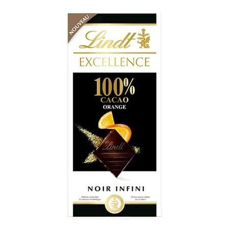 Lindt Excellence Chocolat 100% Cacao Orange : La Tablette De 50 G