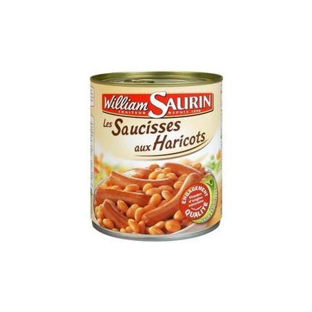 William Saurin Plat Cuisiné Saucisses Haricots : La Boite De 840 G