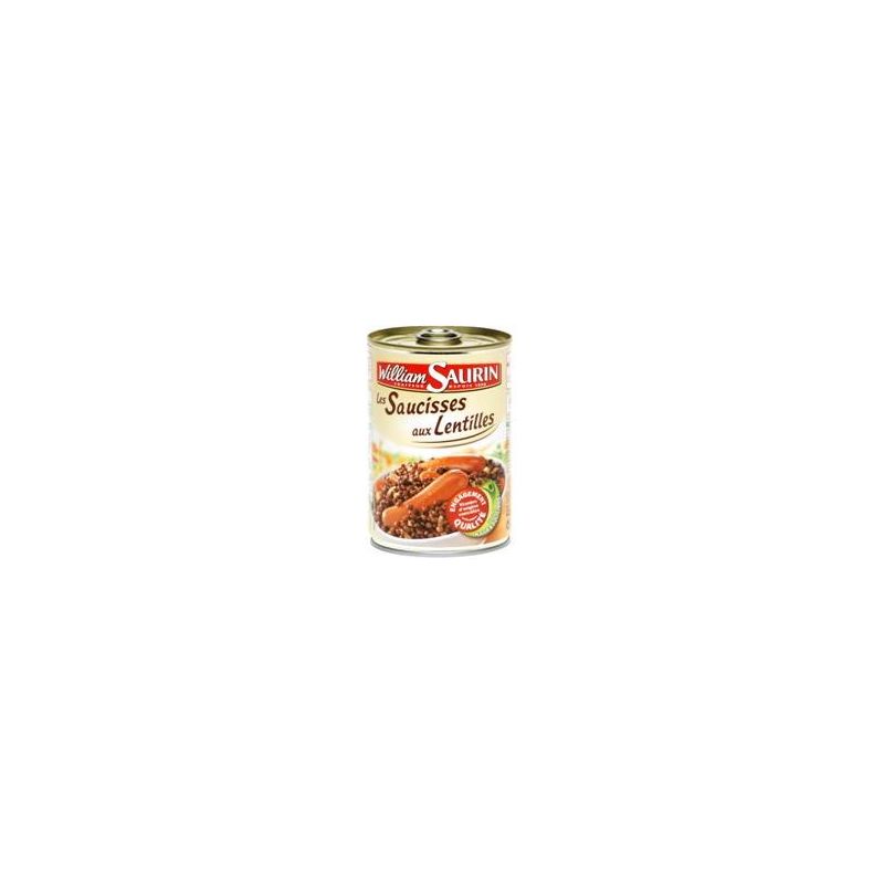 William Saurin Plat Cuisiné Saucisses Lentilles : La Boite De 420 G