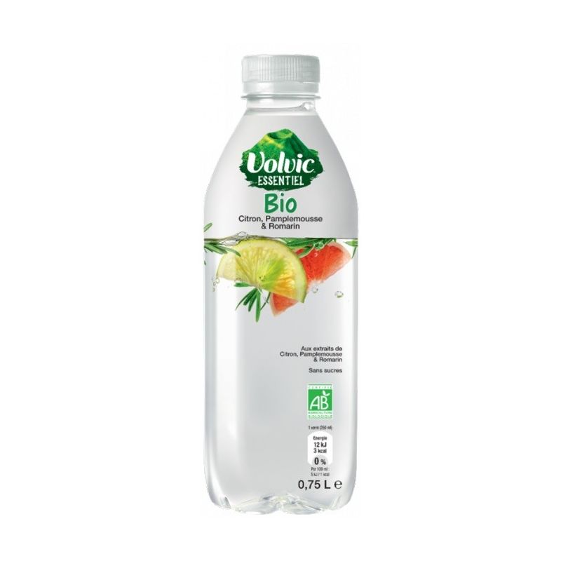 Volvic Essentiel Bio Citron Pamplemousse & Romarin : La Bouteille De 75Cl