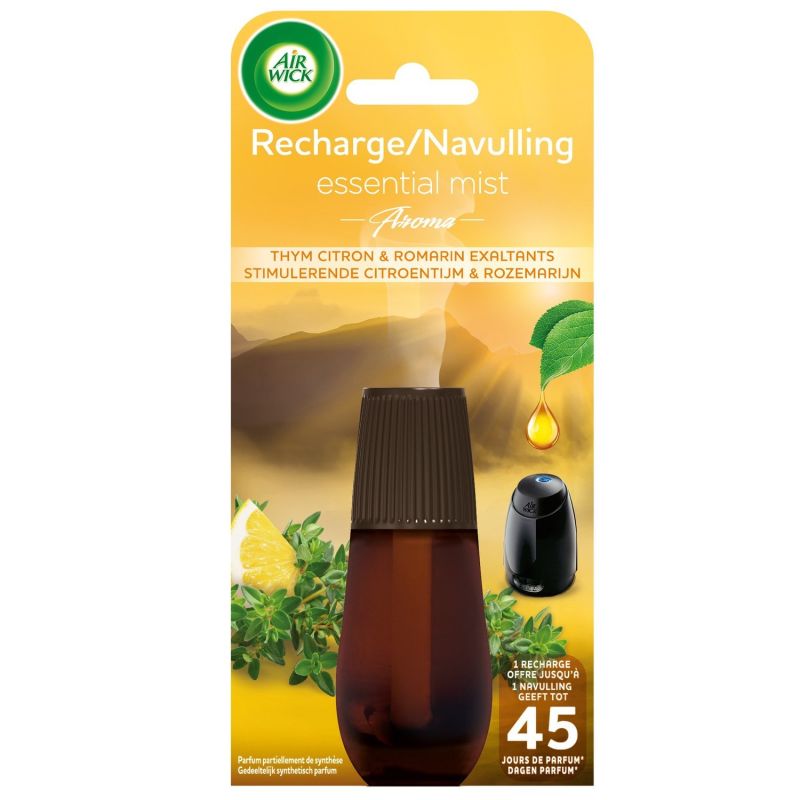 Air Wick Désodorisant Intérieur Senteur Thym, Citron & Romarin, 45Jours : La Recharge De 20Ml