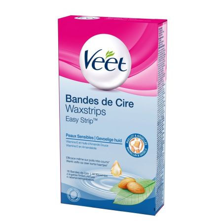 Veet Bandes De Cire Peaux Sensibles : Les 16 + 4 Lingettes