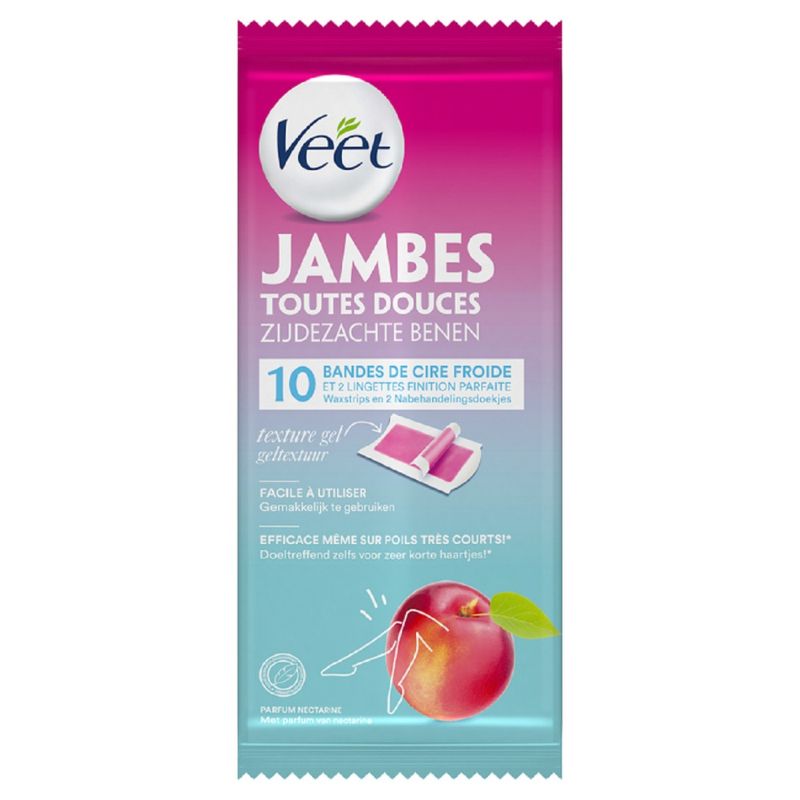 Veet Bandes De Cire Froide Jambes Parfum Nectarine : La Boîte 10