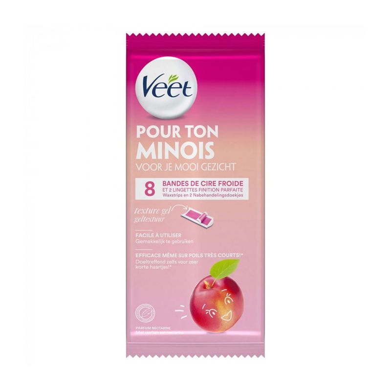 Veet Bandes De Cire Froide Visage Pour Ton Minois Parfum Nectarine 8
