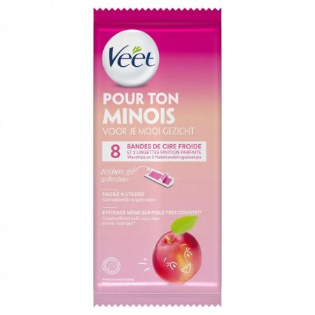 Veet Bandes De Cire Froide Visage Pour Ton Minois Parfum Nectarine 8