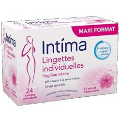 Intima Boîtes Lingettes Hygiène Intimes Individuelles À L'Extrait D'Hamamélis 24 Pièces