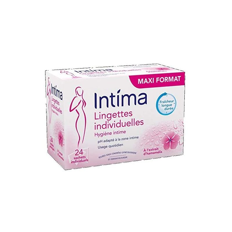 Intima Boîtes Lingettes Hygiène Intimes Individuelles À L'Extrait D'Hamamélis 24 Pièces