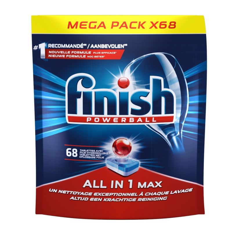 Finish Entretien Lave-Vaisselle All In One Max, 68 Tablettes : Le Paquet De