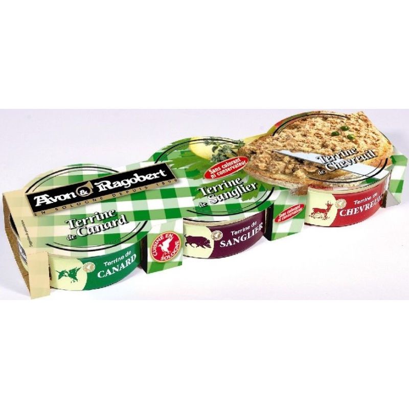 Avon & Ragobert Terrines Gourmande Gibier 100% Français 3 X 225G