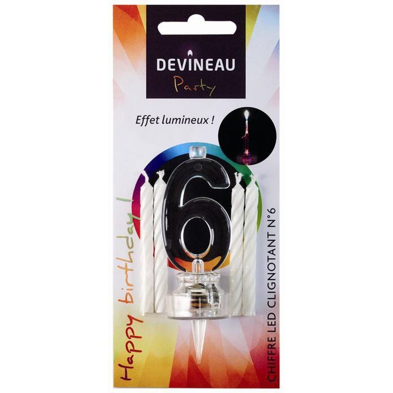 Devineau Chiffre Plastique Avec Led Et 4 Bougies - N°6