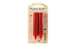 Devineau Blister Bougie Anniversaire Étincelle 2 Holographique Rouge