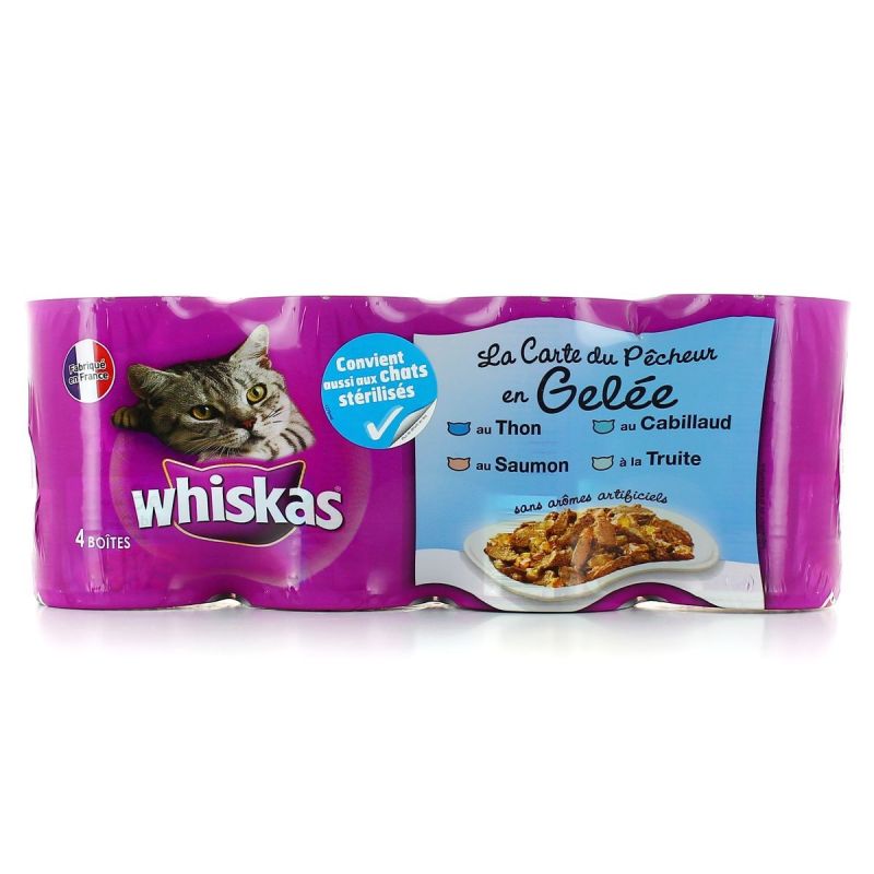 Whiskas Boites Pour Chats Adultes Aux Poissons : Les 4 De 390 G