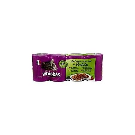 Whiskas Pâtée Pour Chat En Gelée Viandes/4 Variétés : Les 4 Boites De 390 G