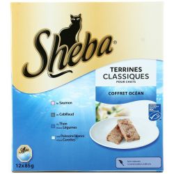 Sheba Pâtée Pour Chat Terrines Océan : Les 12 Barquettes De 85 G
