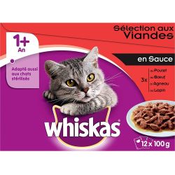 Whiskas Repas En Sauce 1+ Sélection Aux Viandes Pour Chat : Les 12 Sachets De 100 G