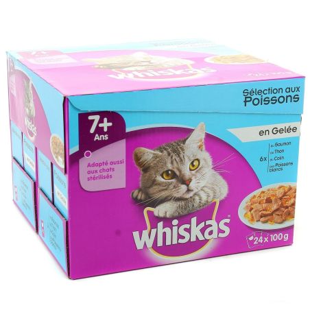 Whiskas Pâtée Pour Chat Viandes En Gelée : Les 24 Sachets De 100 G