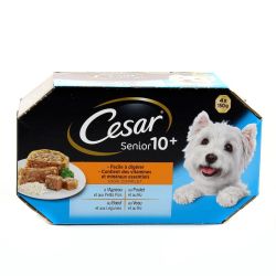 César Pâtée Pour Chien Seniors, Assortiment : Les 4 Barquettes De 150 G