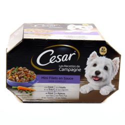 César Barquettes Pâtée Mini Filés En Sauce Viandes Pour Chien 8X150G