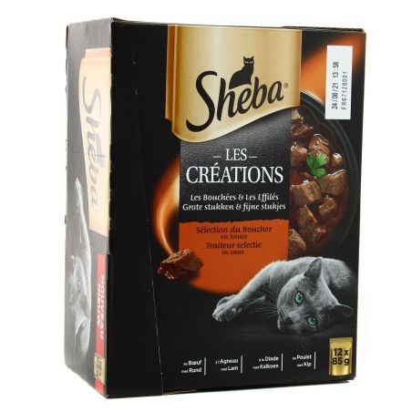 Sheba Pâtés Pour Chat En Sauce Sélection Du Boucher : La Boite De 12 Sachets 85G