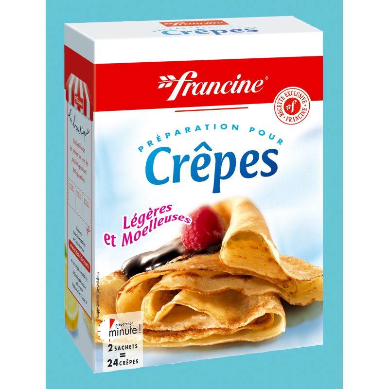 Francine Préparation Pâte À Crêpes Légères Et Moelleuses : Les 2 Sachets De 190 G