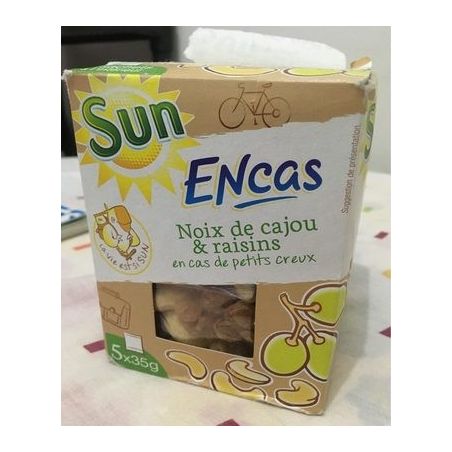 Sun Encas Cajou Raisins 175G