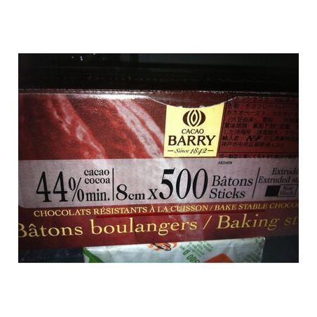 Cacao Barry 500 Batonnets Chocolat Boulanger Extrudes 44%