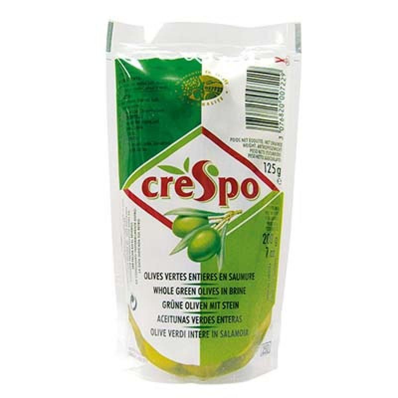 Crespo Olives Vertes Entières Saumure Sachet 125G