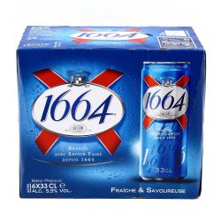 1664 Bière Blonde Premium 5,5% : Le Pack De 6 Canettes 33Cl