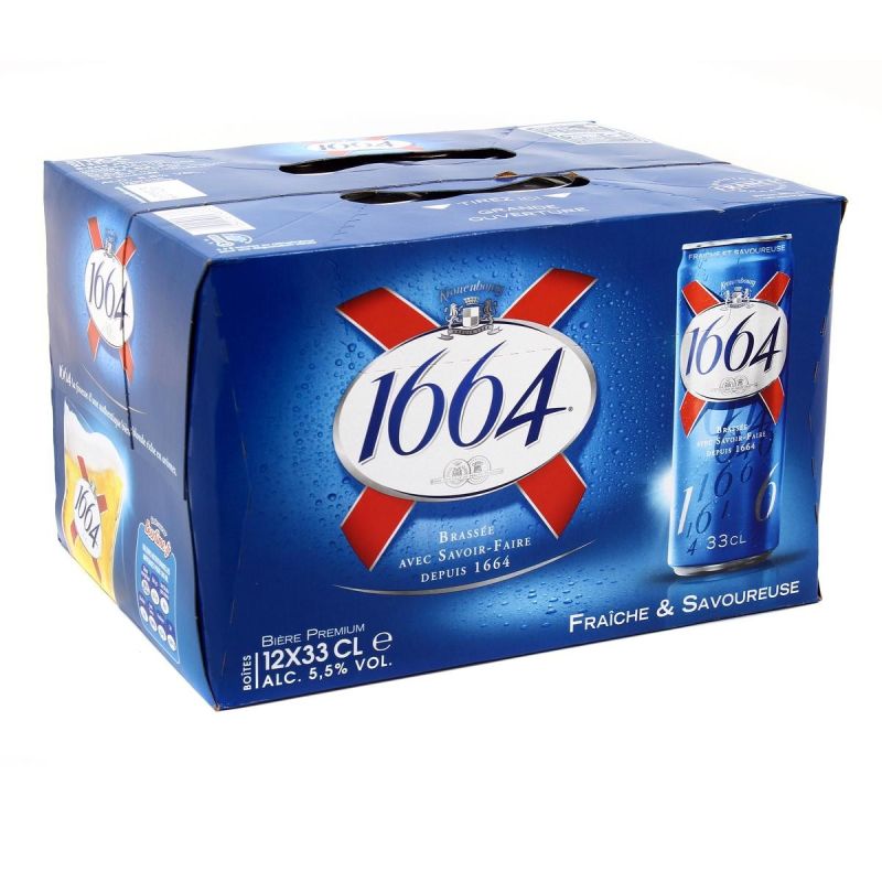 1664 Bière Blonde Premium : Le Pack De 12 Canettes Slim 33Cl