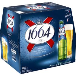 1664 Bière Blonde Premium 5.5% : Le Pack De 12 Bouteilles 25Cl