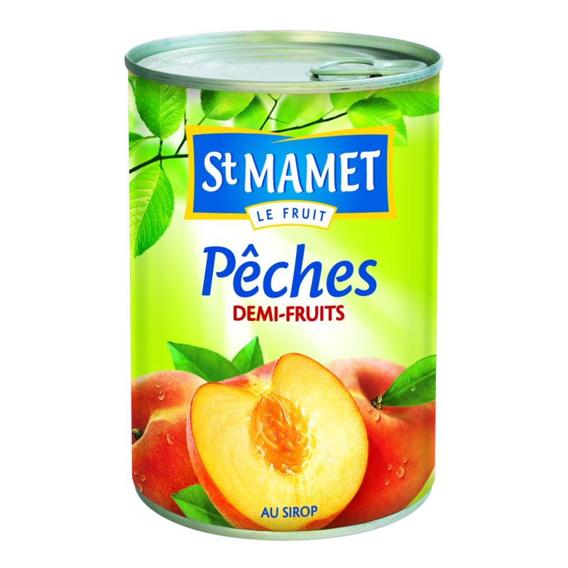 St Mamet Fruits Au Sirop Pêches Demi-Fruits : La Boite De 230 G Net Égoutté