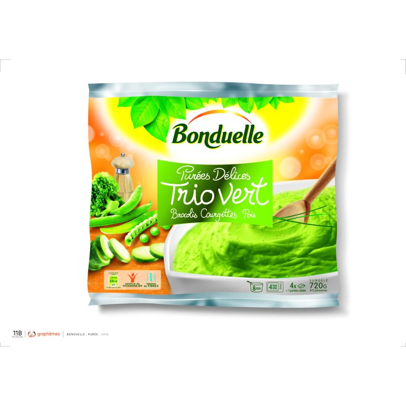 Bonduelle Purée Trio Légumes Verts Surgelés Sachet 720G