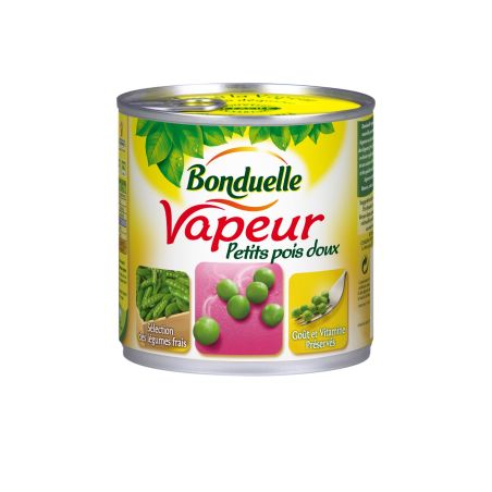 Bonduelle Petits Pois Doux Vapeur Extra-Fondants Préparés 1/2 : La Boite De 350G